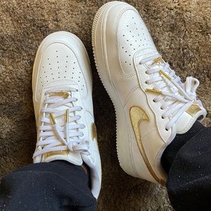 Gold Air Force ones